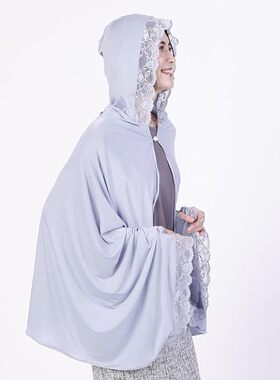 日系冷感防晒磁吸扣蕾丝边头巾