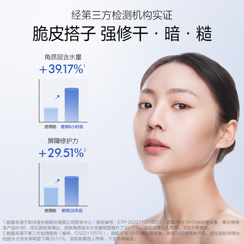 欧诗漫玻尿酸沁润修护面膜补水保湿提亮贴片水润冷敷贴急救护肤品