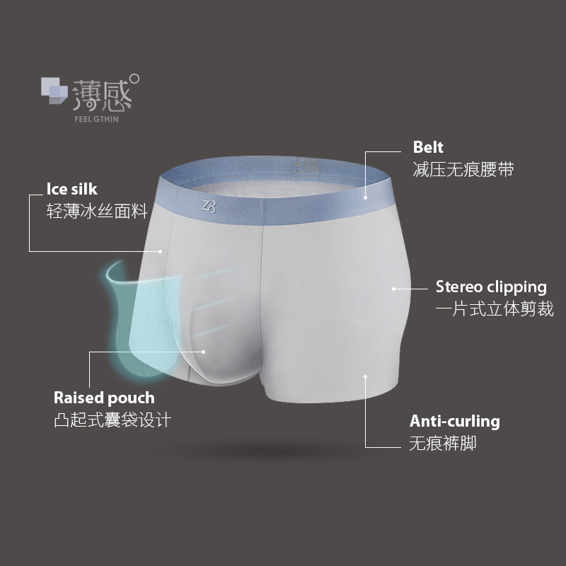 Z8冰丝男士内裤男生四角裤无痕柔软透气宽松性感速干薄款平角裤夏 - 图1