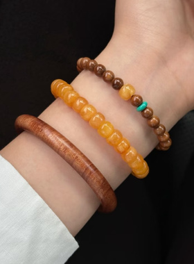 天然库克单圈手链蜜蜡