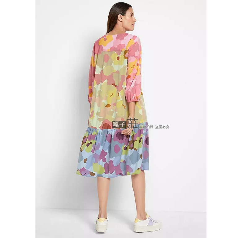 欧单bp*春夏季大码女装印花长款八分袖连衣裙Printed Tunic Dress - 图2