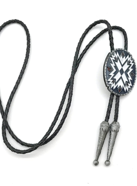 原创设计风长款蓝白图腾项链吊坠