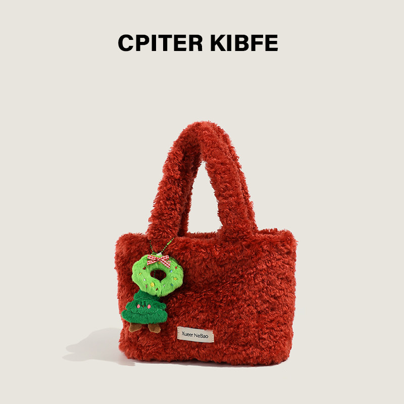定制款~ 新年红色毛绒手提包女秋冬新款上班手拎小包可爱毛毛包潮,淘宝优惠券,粉丝福利购,淘宝优惠卷