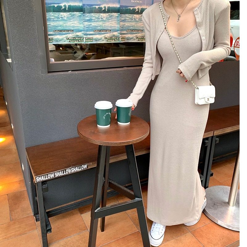 装2026新款夏季今年流行爆款女人味时尚螺纹开衫吊带连衣裙两件套,淘宝优惠券,粉丝福利购,淘宝优惠卷