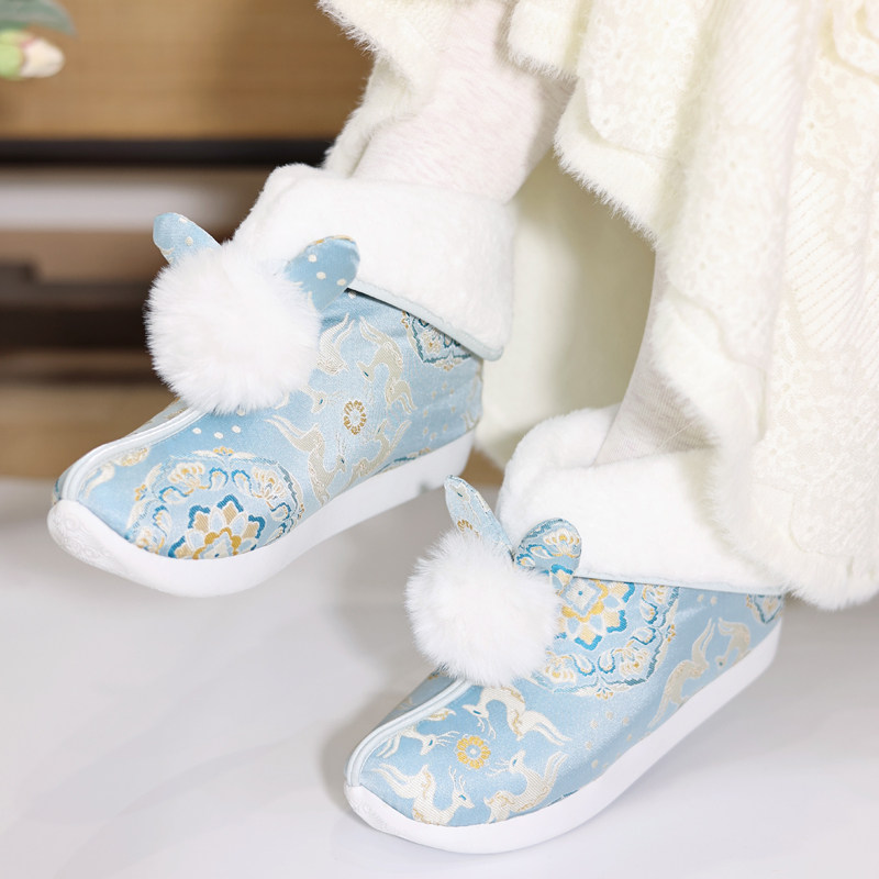 江南朱记加绒汉服靴子【鹿奔奔】秋冬保暖布靴古风布鞋兔兔汉服鞋,淘宝优惠券,粉丝福利购,淘宝优惠卷