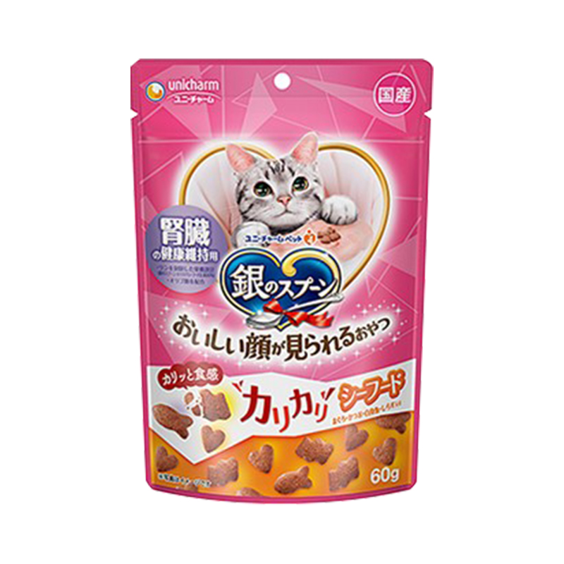 原装进口日本银勺猫零食猫咪洁牙洁齿饼干小鱼干营养增肥食品 60G