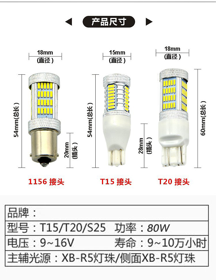 大众新宝来桑塔纳POLO朗行朗逸改装配件LED超亮流氓倒车灯泡 - 图1