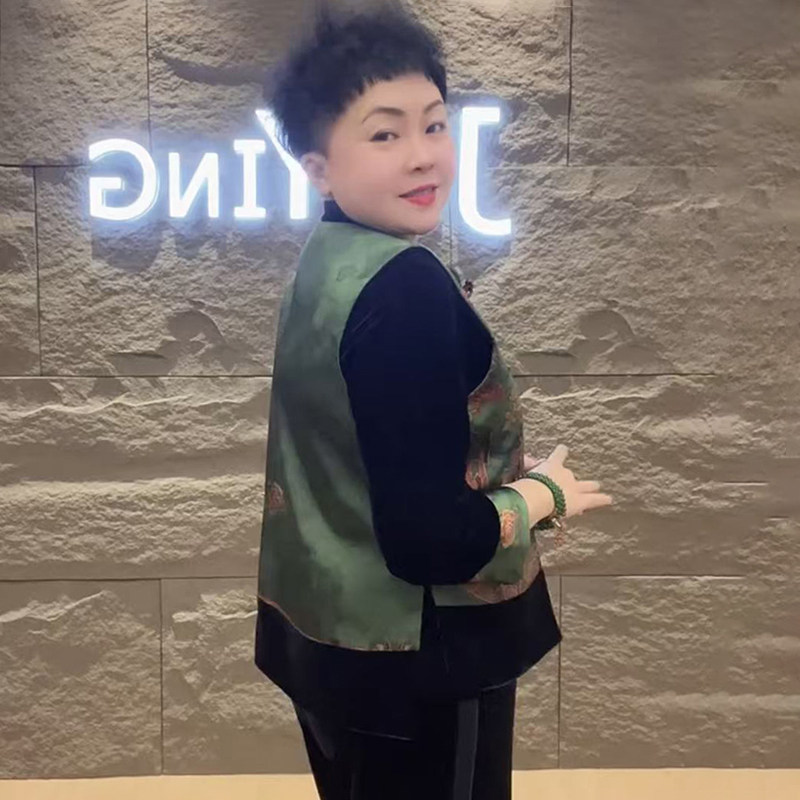 春装新款中年妈妈装国风洋气真丝绒马夹短款时尚宽松大码马甲外套,淘宝优惠券,粉丝福利购,淘宝优惠卷