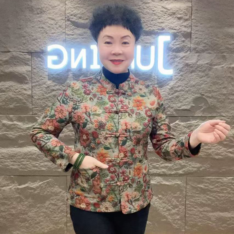 新中式半高领澳粒绒外套中老年妈妈装上衣洋气时尚百搭2025秋冬季,淘宝优惠券,粉丝福利购,淘宝优惠卷