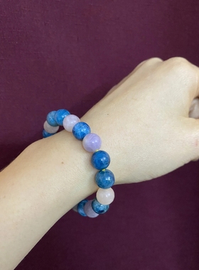 蓝色药师佛手串健康寓意 清新手链节日礼物开过了的手串