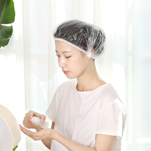 日本一次性浴帽女防水防油烟家用洗澡加厚浴帽发膜焗油帽头套染发 - 图1