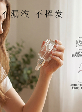 高档方形玻璃透明粉底液瓶分装精油滴管瓶厚底精华液小空瓶30ml
