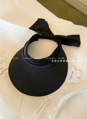 GingerMilk新品【松影】细和纸空顶帽松弛老钱三色百搭蝴蝶结遮阳