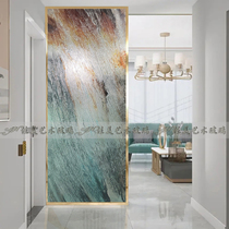 Custom Art Glass Screen Partition Modern Light Lavish Oil Painting Toilet Xuanguan Shoe Cabinet Double-sided Light Transmission Deep Sculpture