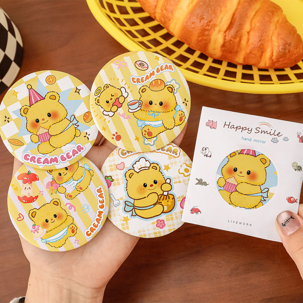 卡通小圆镜随身镜创意送礼便携化妆镜可爱学生女生小镜子开业礼品