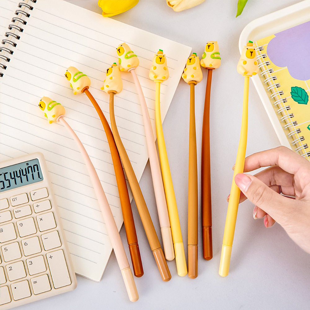 软胶水豚摇摇乐中性笔学生实用卡通文具礼品高中初中生活动奖励品