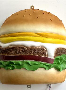 爆款网红大型仿真发光汉堡面包玻璃钢雕塑模型店门头招牌壁挂灯箱