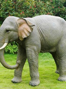 仿真非洲大象雕塑玻璃钢动物模型摆件户外游乐场园林景观小品装饰