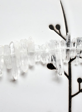 白水晶边孔长牙原矿六棱柱散珠子DIY手工串珠耳环手链项链粗犷