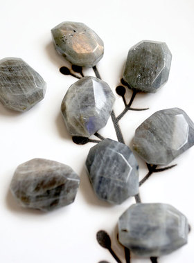 青金石柠檬晶粉晶萤石黑发晶六边形扁片中孔薄片diy自制手链项链