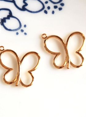 diy玫瑰金蝴蝶手链配饰吊坠