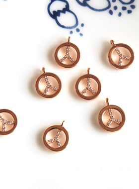 美国进口镀真金微镶反战标小吊坠DIY首饰手工串珠配件保色