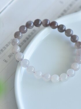 天然和田玉青海料烟紫渐变手链