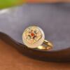 Vintage palace Hetian jade silver open ring