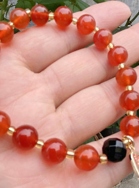招财纳福柿子红挂件黑玛瑙包邮