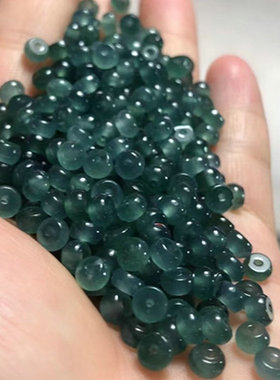 天然翡翠玉蓝水算盘珠隔片散珠