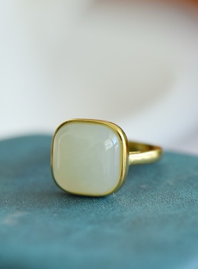 天然和田玉青白玉戒指女款指环