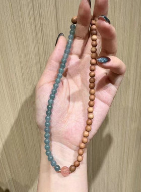 天然蓝水翡翠圆珠多圈手链