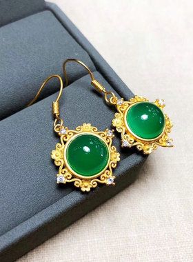 绿玉髓银吊坠耳坠戒指活口三件套