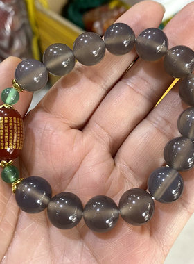 男女款灰玛瑙冰透款玉髓手链