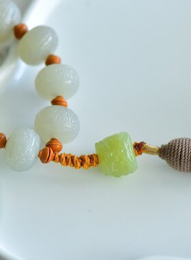 天然和田玉青海料十八子佛珠