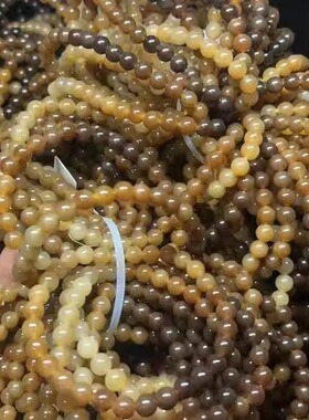 佛珠手链单圈天然和田玉老红糖料