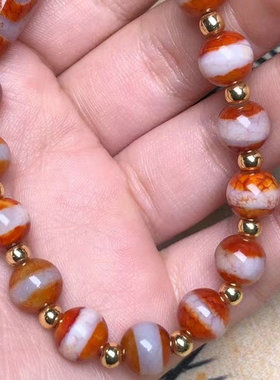 女款老玛瑙天眼天珠民族风手链