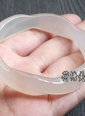 天然冰种白玛瑙原色麻花手镯