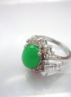 马来玉情侣指环银饰品