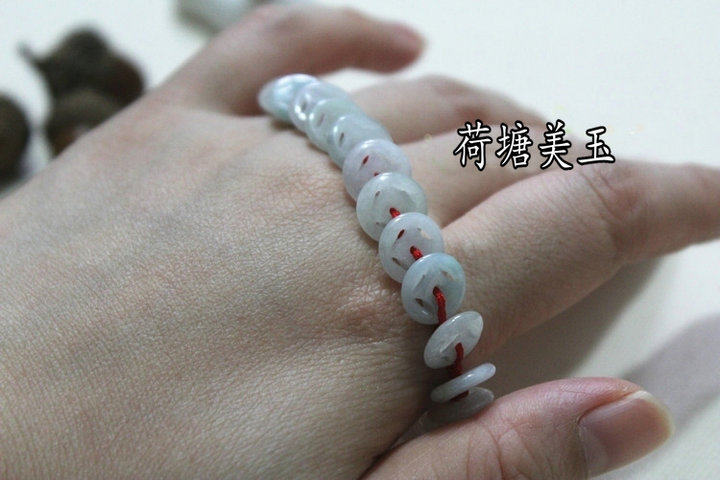 天然翡翠a货镂空金钱平安扣编织红绳手链 玉石玉器饰品男女款包邮,淘宝优惠券,粉丝福利购,淘宝优惠卷