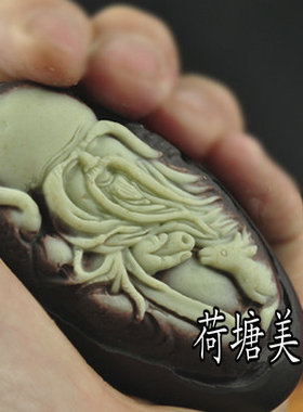天然紫袍玉带石寿星平安手把件