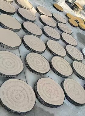 水泥仿木踏步石脚踏石草坪铺路石过道石仿木纹树干