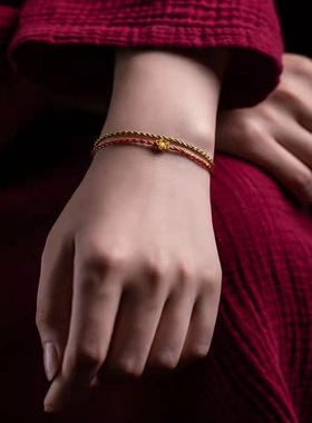 步步生莲红绳手链女莲花手绳男细