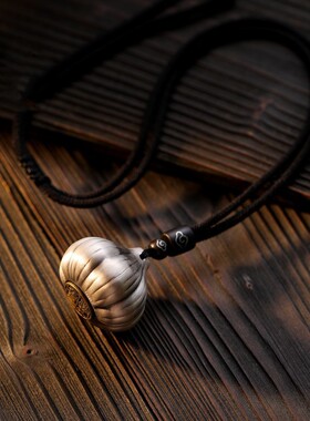 国风《胜算在握》吊坠丨泰银手把件蒜头钥匙扣项坠挂件蒜头可转动