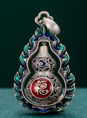 足银999吊坠珐琅花丝福字镂空葫芦复古民族风女挂件吊坠项链