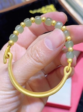 新款同款半镯手链女铃兰花和田钰