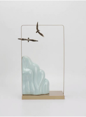 新中式陶瓷假山摆件艺术家居饰品客厅茶室茶几玄关柜中式软装饰品