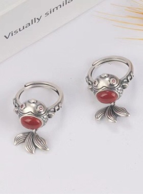 直播款复古个性仿南红小金鱼吊坠