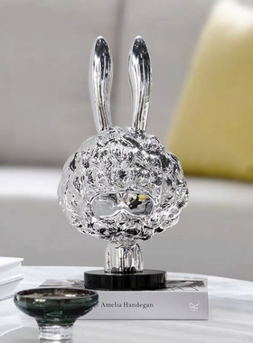 现代简约透明客厅电视柜轻奢摆件样板房卡通兔子家居软装饰品摆设