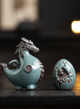 创意陶瓷龙马精神摆件招财客厅玄